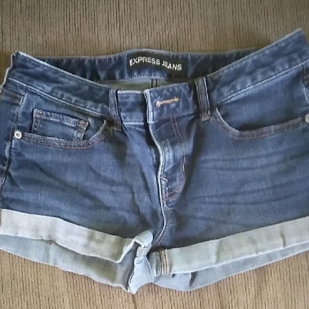 Express Blue Jean Shorts Cuffed Hem